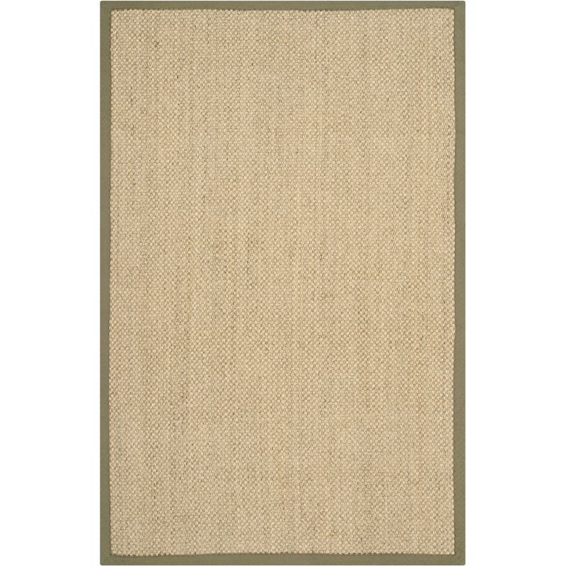 Natural Green Sisal and Jute Area Rug with Cotton Backing