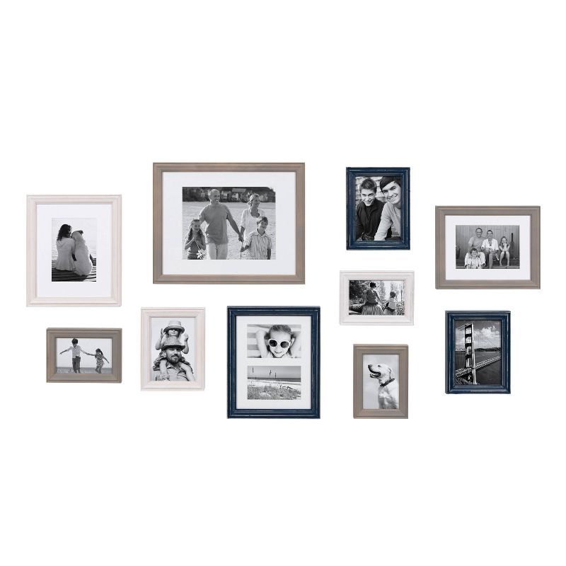 Coastal Multicolored Wood Gallery Wall Frame Set - 10 Pieces