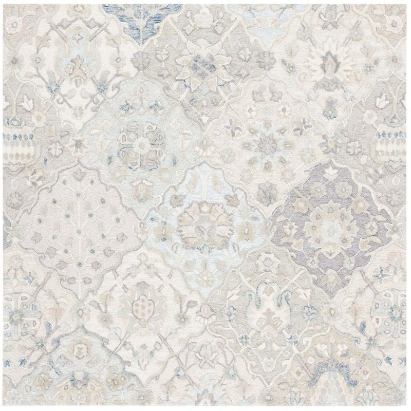 Elegant Blue Square Hand-Tufted Wool Area Rug - 6' x 6'