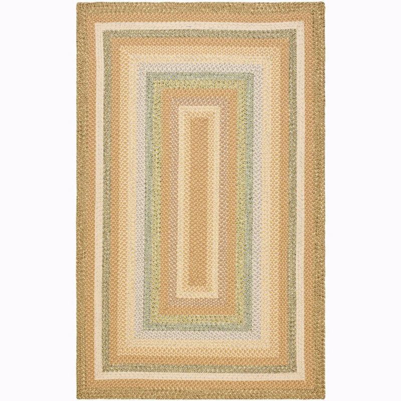 Tan and Multi Braided Reversible Handmade Area Rug