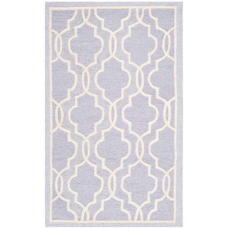 Hand-Tufted Lavender & Ivory Wool Rectangular Area Rug