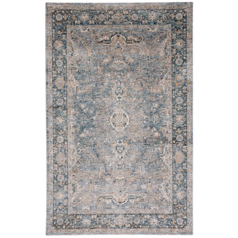 Valencia Light Grey and Blue Hand-knotted Square Rug