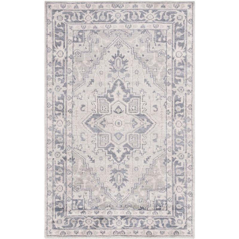 Gray Hand-Knotted Wool and Viscose 4' x 6' Area Rug