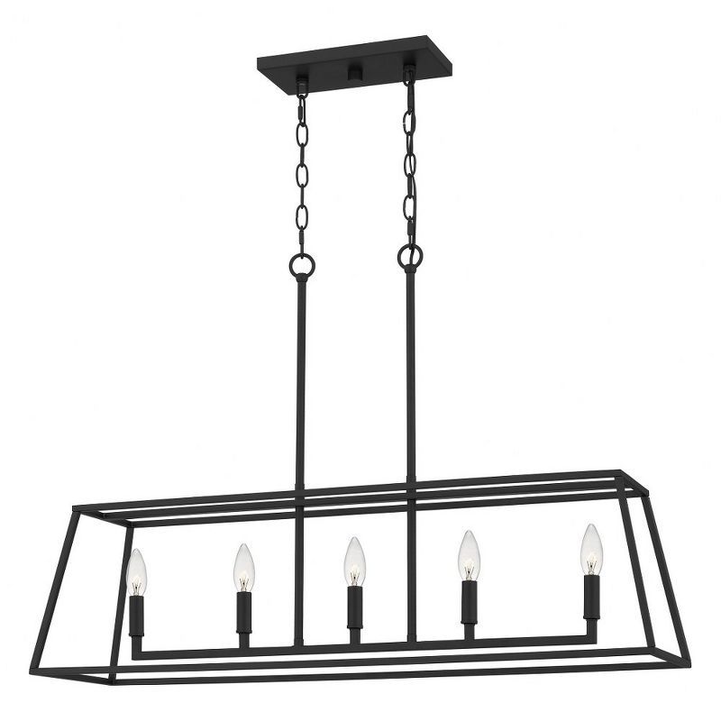 Matte Black Steel 5-Light Candle Island Chandelier