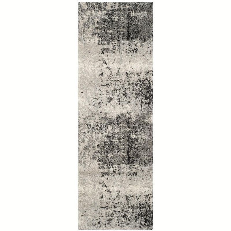 Gray Abstract Handmade Shag Area Rug 27" x 8"