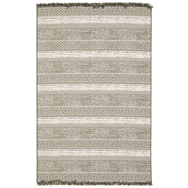 Gillian Beige and Black Synthetic Flatwoven Area Rug 5'3" x 7'3"