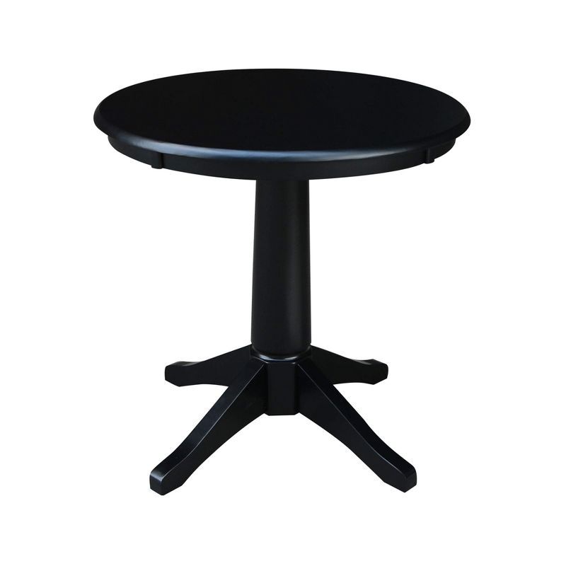 Black Round Solid Wood Pedestal Dining Table