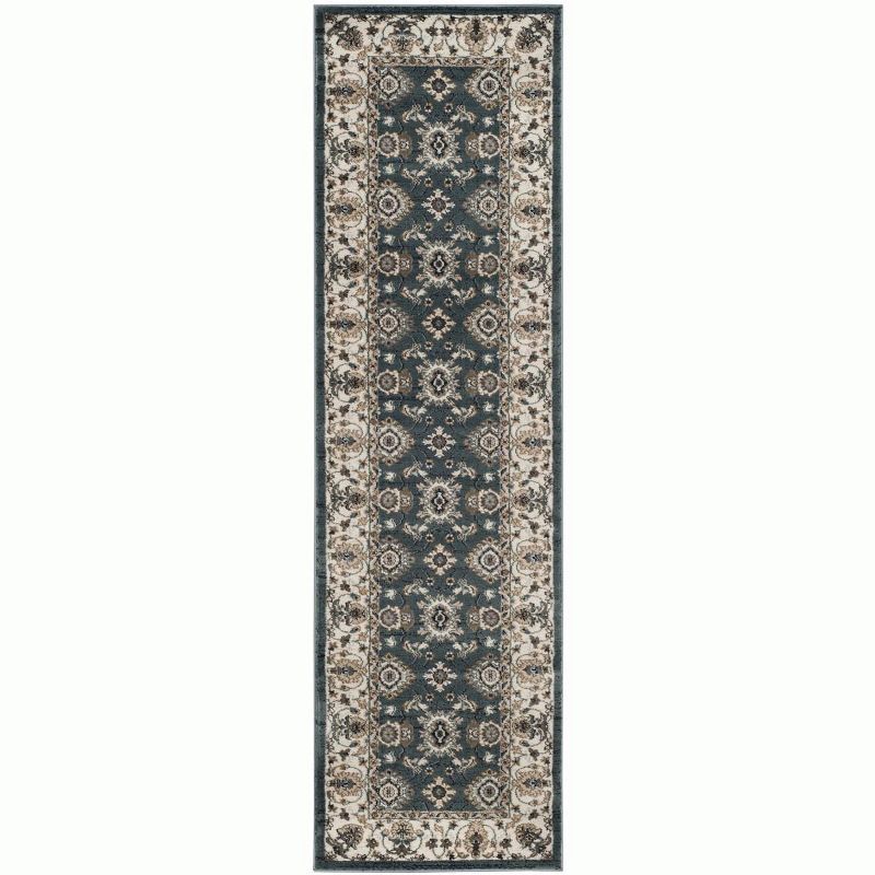 Teal and Cream Synthetic Hand-knotted Reversible Area Rug