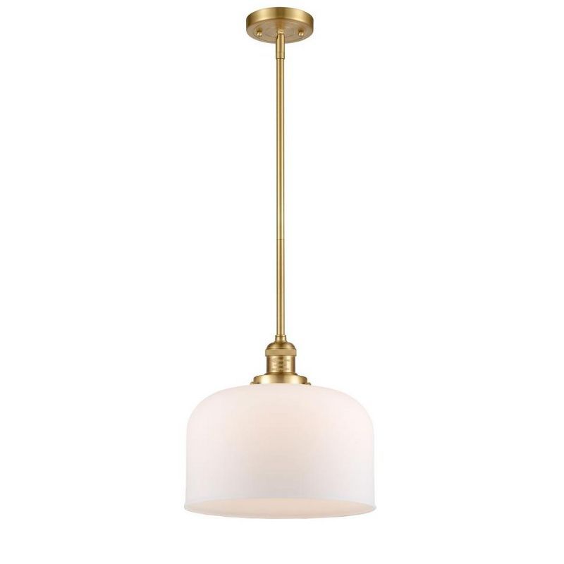 Satin Gold Mini Pendant with Matte White Glass Shade