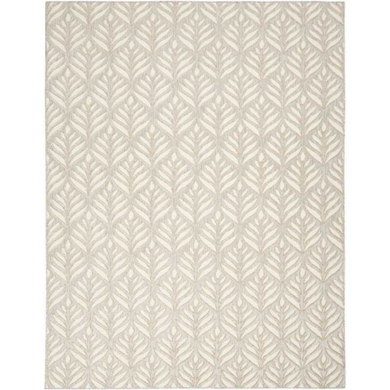 Aloha Tropical Palm 5'3" x 7'5" Ivory Grey Outdoor Rug