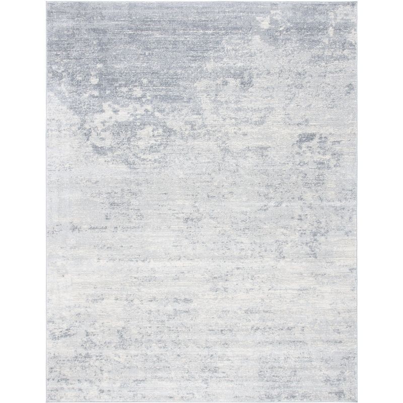 Elegant Gray Synthetic 9' x 12' Hand-Knotted Area Rug