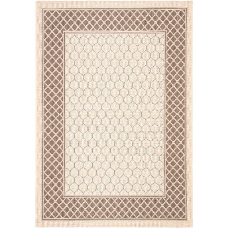 Beige Geometric Low Pile Outdoor Area Rug