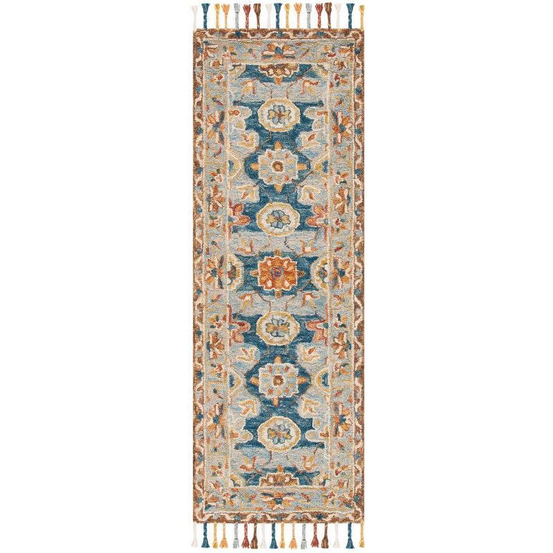 Handmade Gray Floral Tufted Wool Runner Rug - 27" x 6"