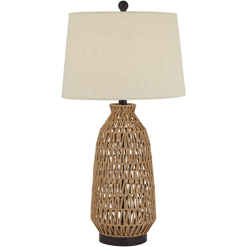 San Carlos 29" Coastal Modern Table Lamp with Bronze Accents and Oatmeal Shade