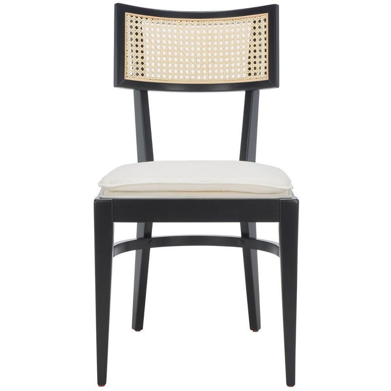 Black and Natural Cane Upholstered Dining Chair with Wood Frame
