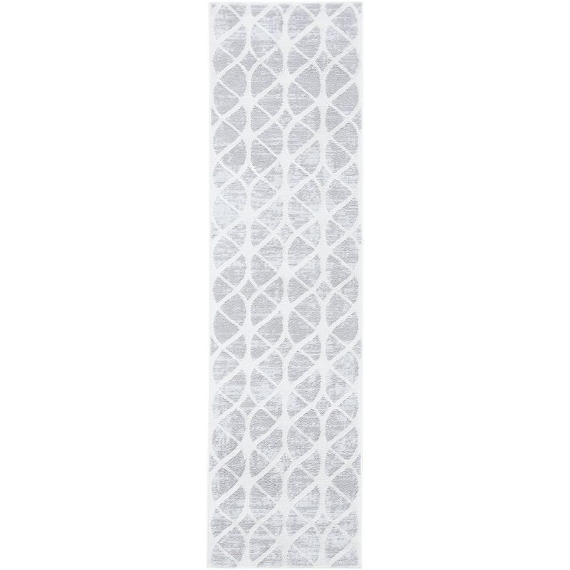 Amelia Gray and Ivory Geometric Runner Rug, 2'2" x 8'