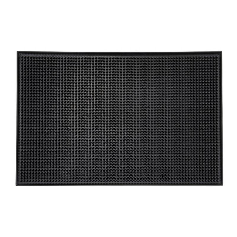 Winco 18" x 12" Black Rubber Bar Service Mat