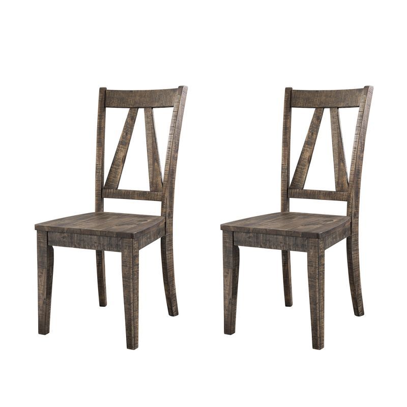 Rustic Brown Wooden Side Chair with Open Back Design