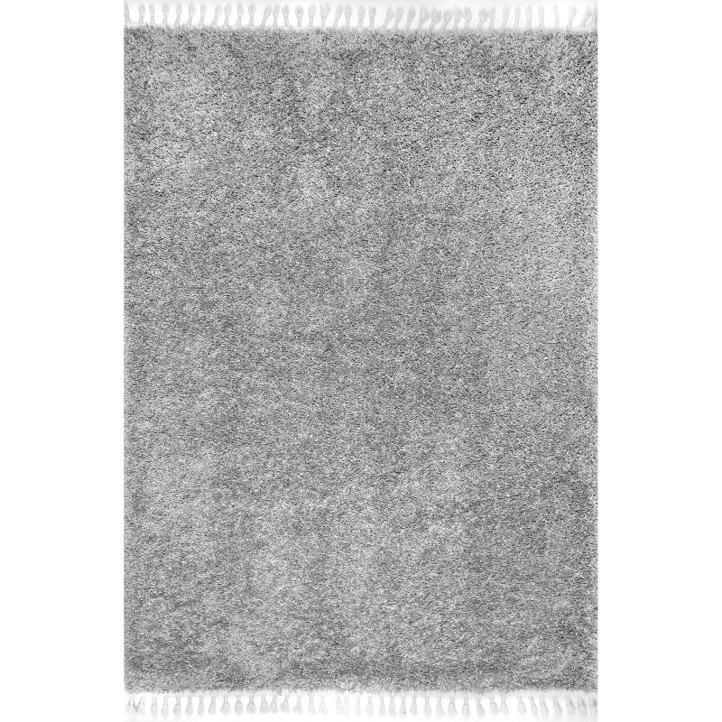 Cozy Charm Light Gray Braided Shag Area Rug 6'7" x 9'