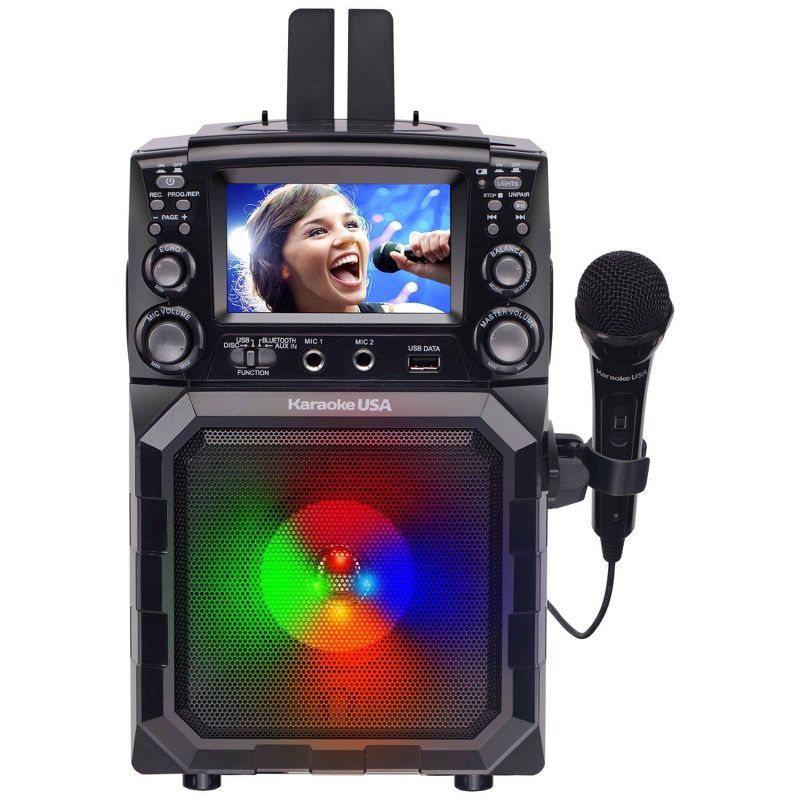 Portable Black Karaoke Machine with LED Lights and 4.3" Screen