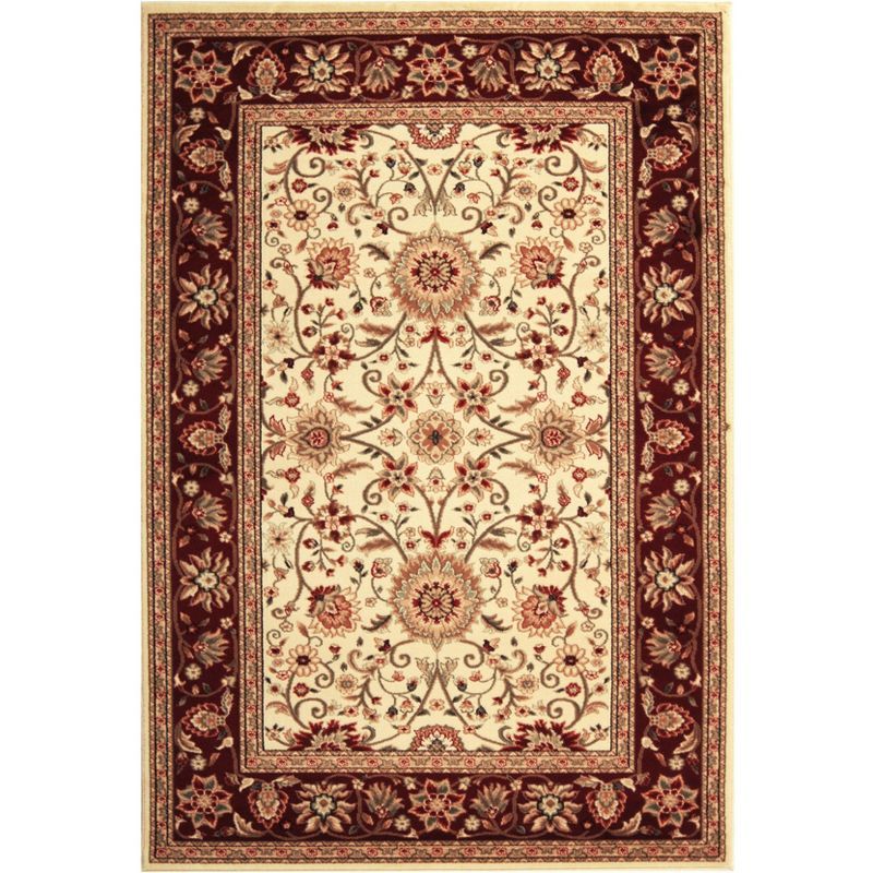 Ivory and Red Traditional Floral Tufted Area Rug