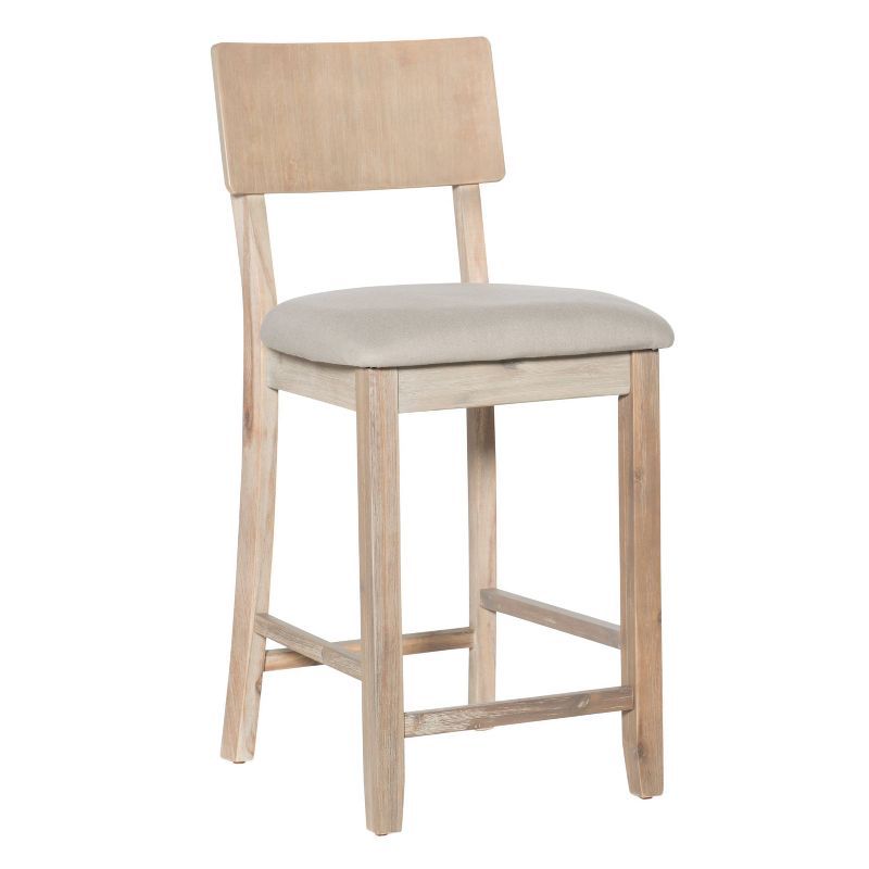 Gray Wood Backless Counter Stool with Padded Seat