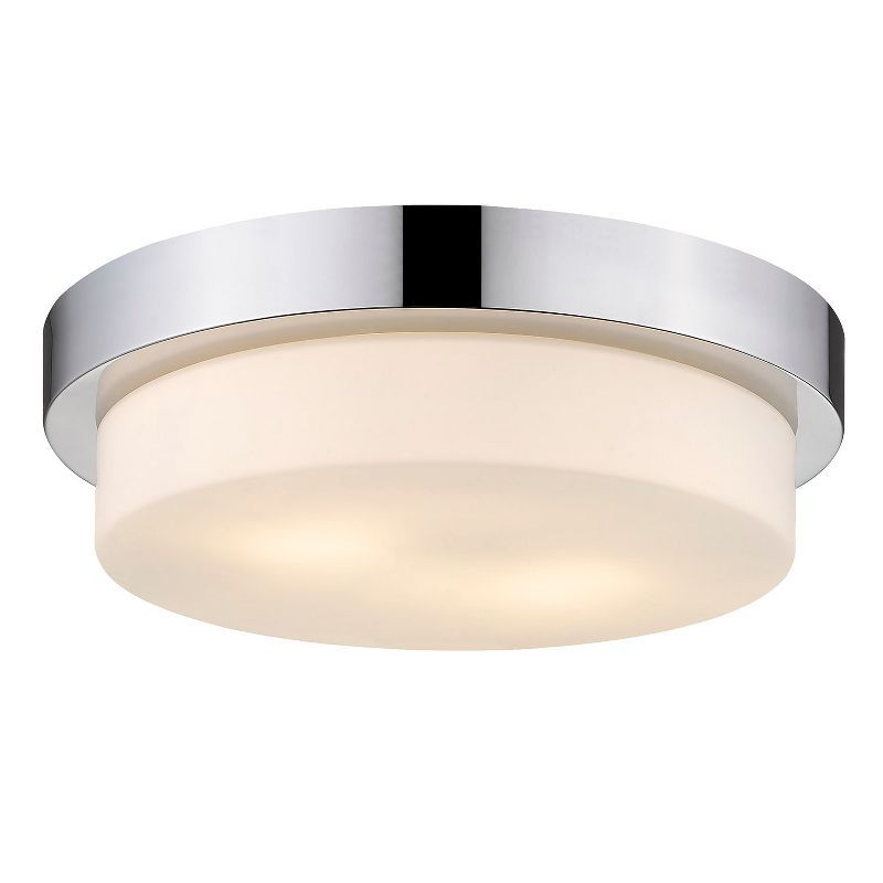 Transitional Chrome Finish LED Flush Mount with Opal Glass