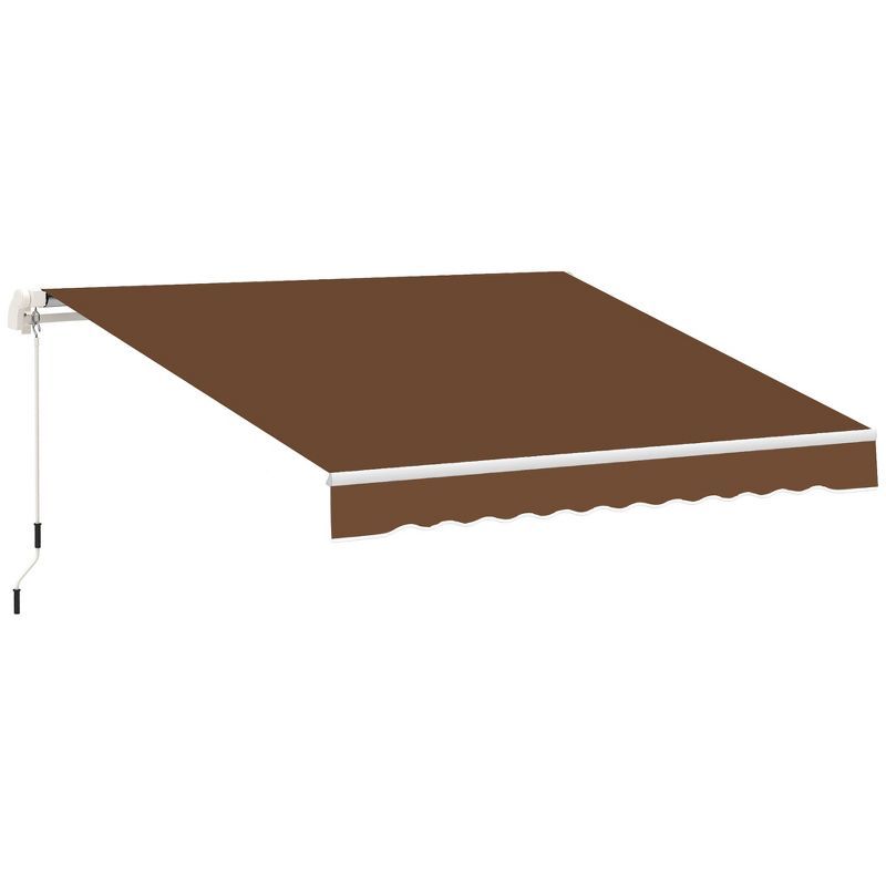 Brown Aluminum and Steel Retractable Patio Awning with UV Protection