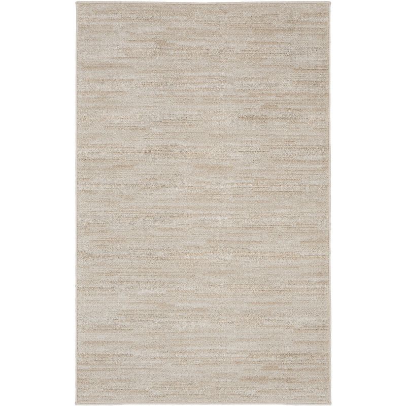 Ivory Beige Solid Synthetic 3' x 5' Easy-Care Outdoor Rug