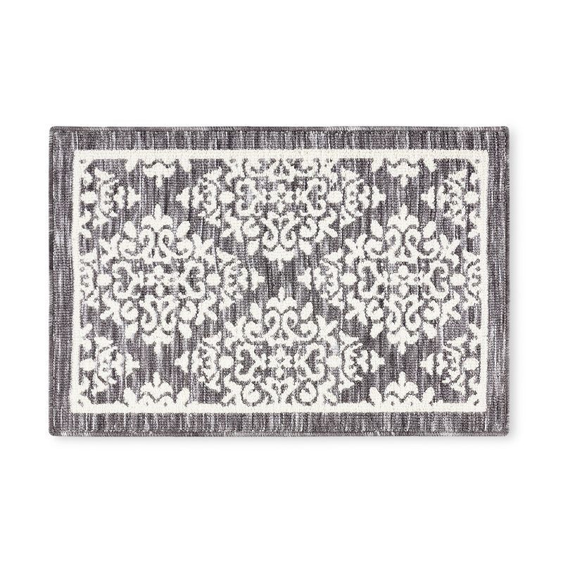 Walker Gray Tufted Medallion Washable Rectangular Rug