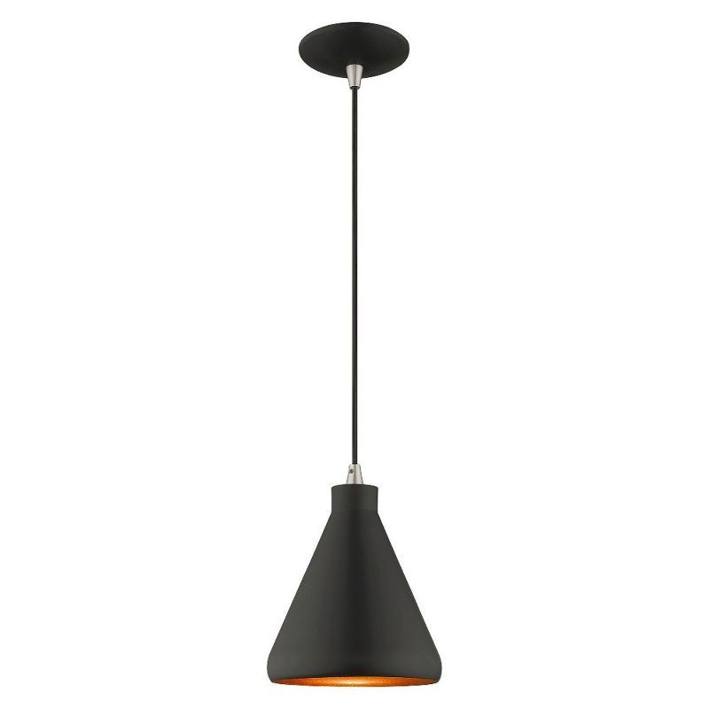 Mini Black Metal Pendant with Gold Interior Finish - Indoor/Outdoor