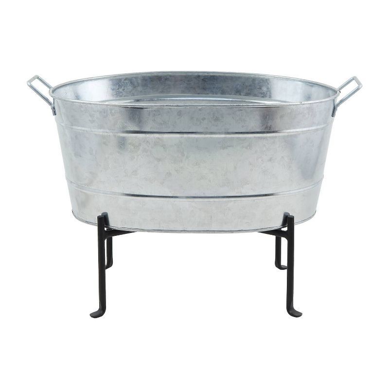 24" Galvanized Steel Oval Tub with Folding Stand