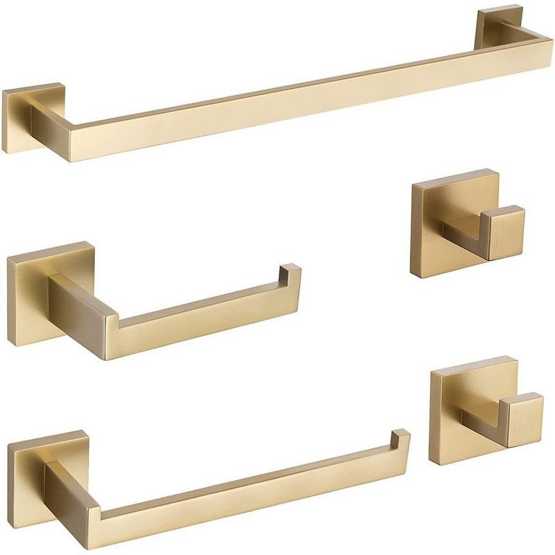 Brushed Gold 5-Piece Bathroom Hardware Set with Towel Bar