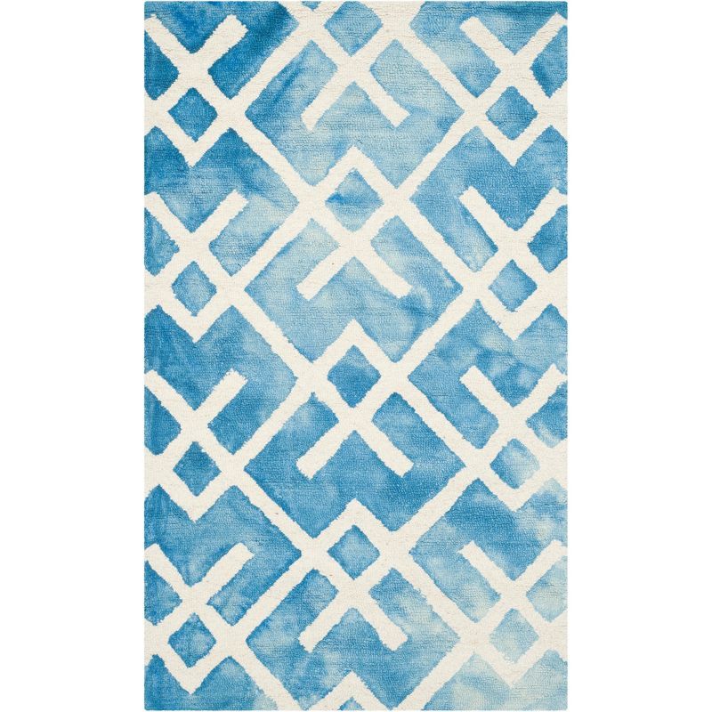 Blue and Ivory Hand-Tufted Wool Area Rug 3' x 5'