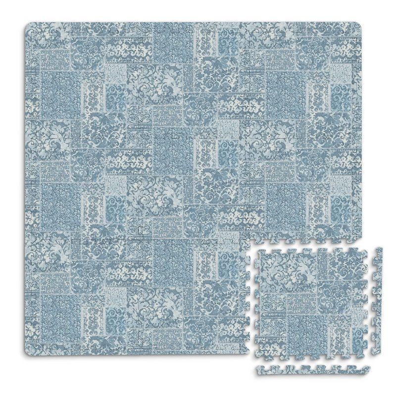 Blue Distressed Boho Foam Interlocking Floor Tiles