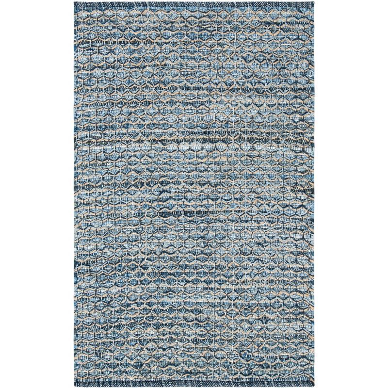 Coastal Breeze Blue Cotton Flat Woven 3' x 5' Reversible Area Rug