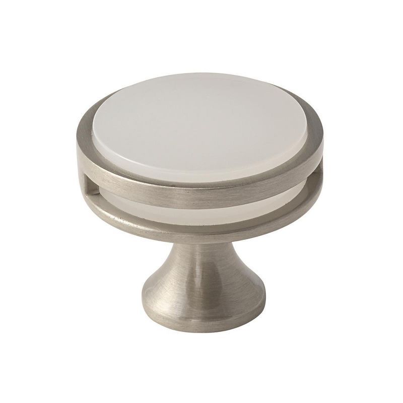 Satin Nickel Frosted Acrylic Round Cabinet Knob