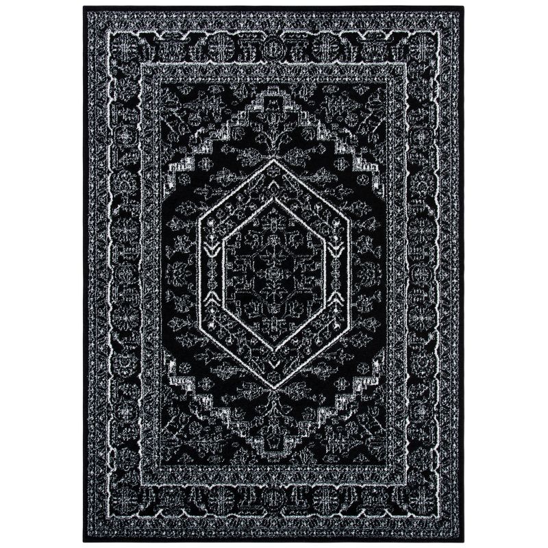 Adirondack Black and Ivory Rectangular Area Rug