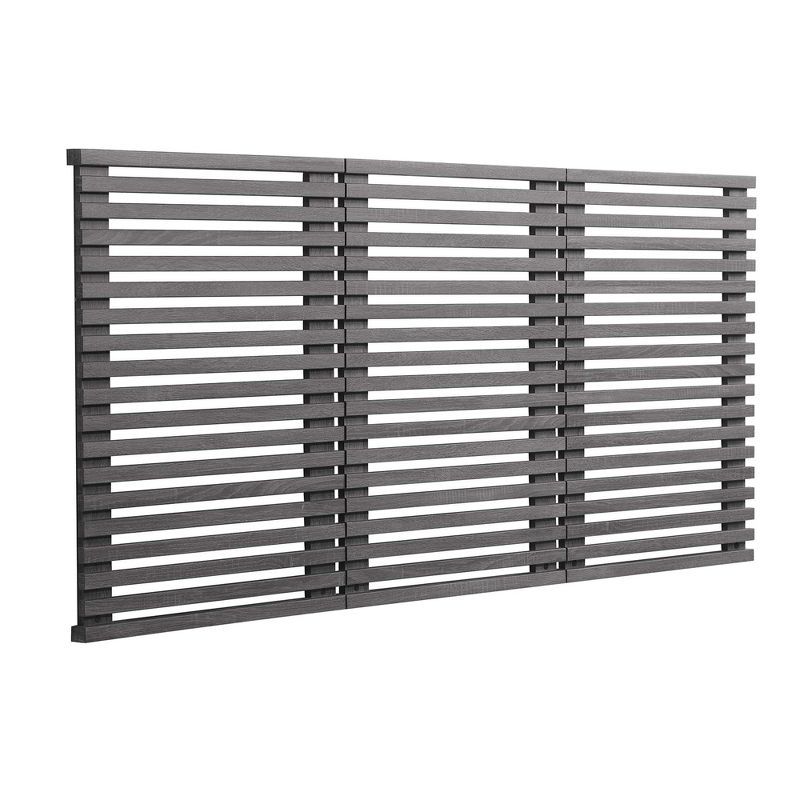 Charcoal Slatted Wood and Metal Queen Headboard