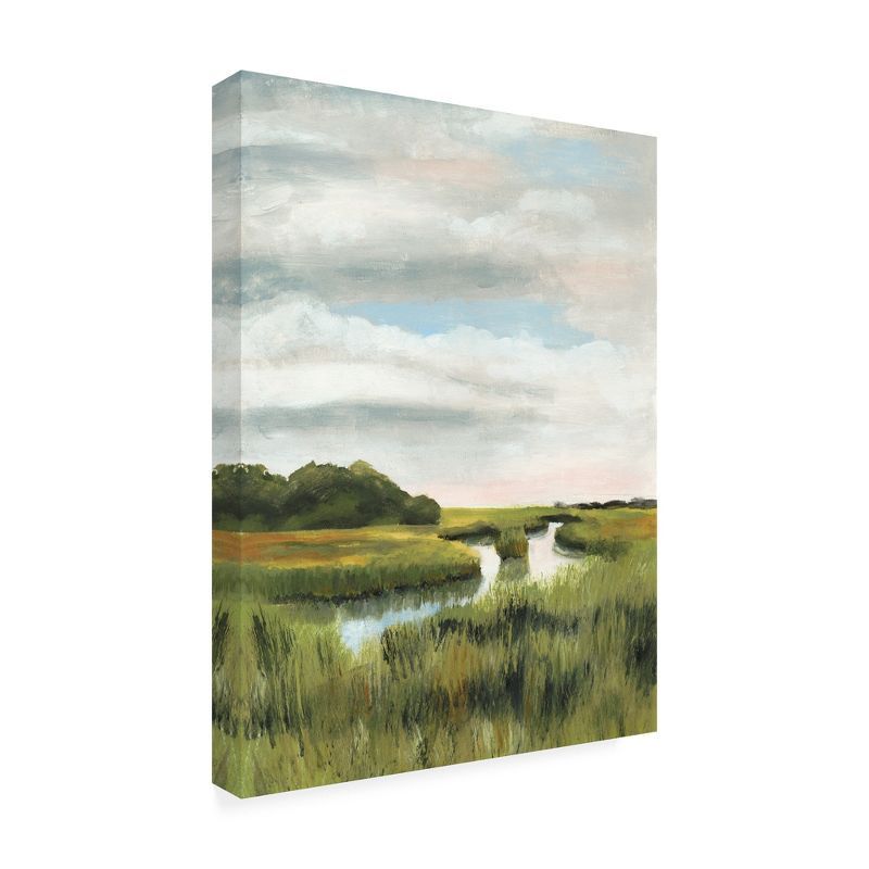 Naomi McCavitt Marsh Landscape Canvas Art in Green and White