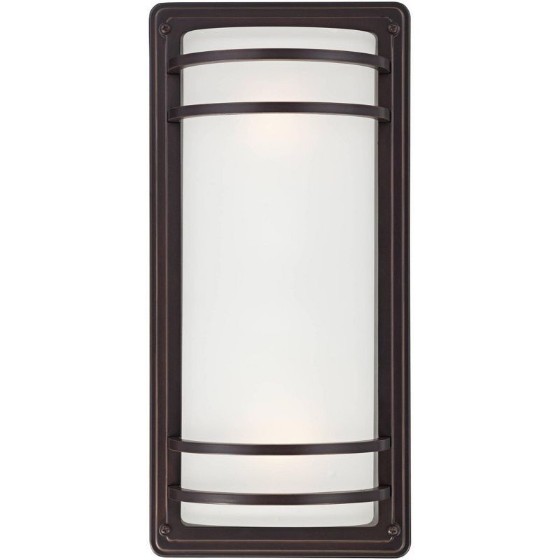 Modern Bronze Wall Sconce with Opal Glass Shade