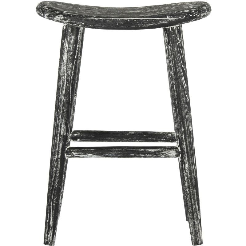 Transitional Black Wood Saddle-Style Counter Stool 24"