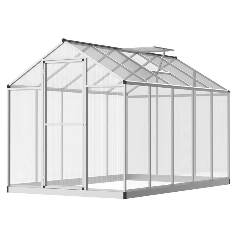 Outsunny 10' x 6' Polycarbonate Walk-In Greenhouse with Roof Vent