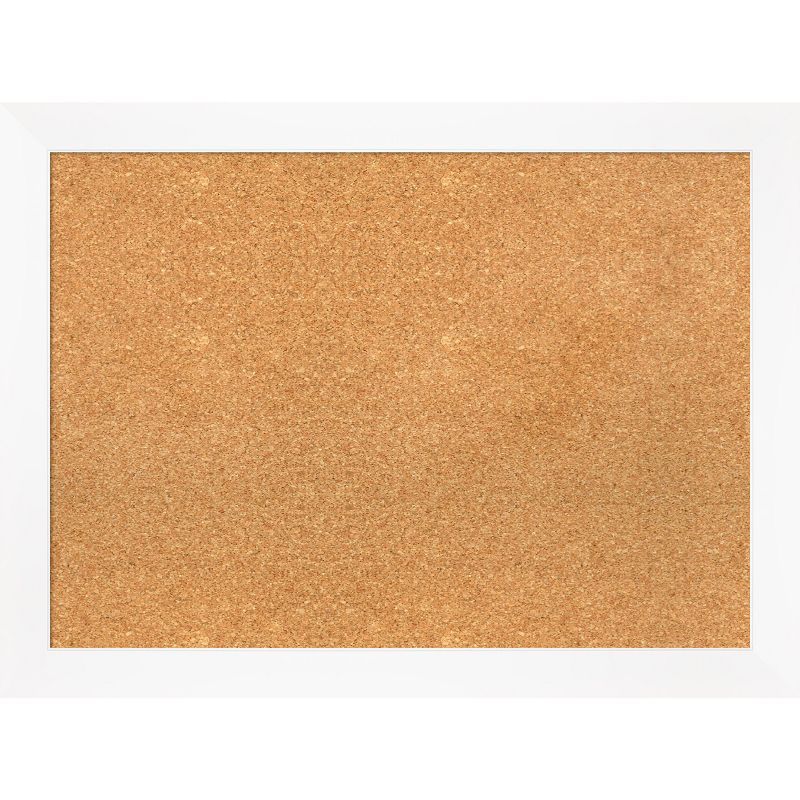 White Framed Natural Cork Bulletin Board 34" x 27"