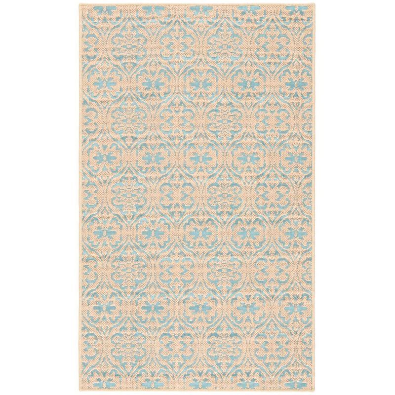 Natural Turquoise Geometric Synthetic 3' x 5' Area Rug