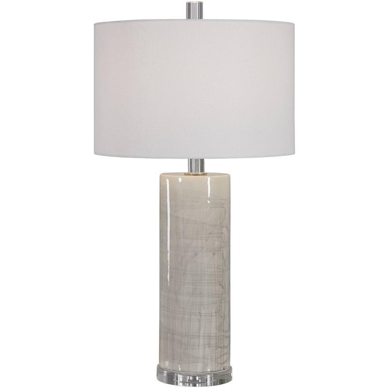 Zesiro 32" Beige and Gray Ceramic Table Lamp with White Shade