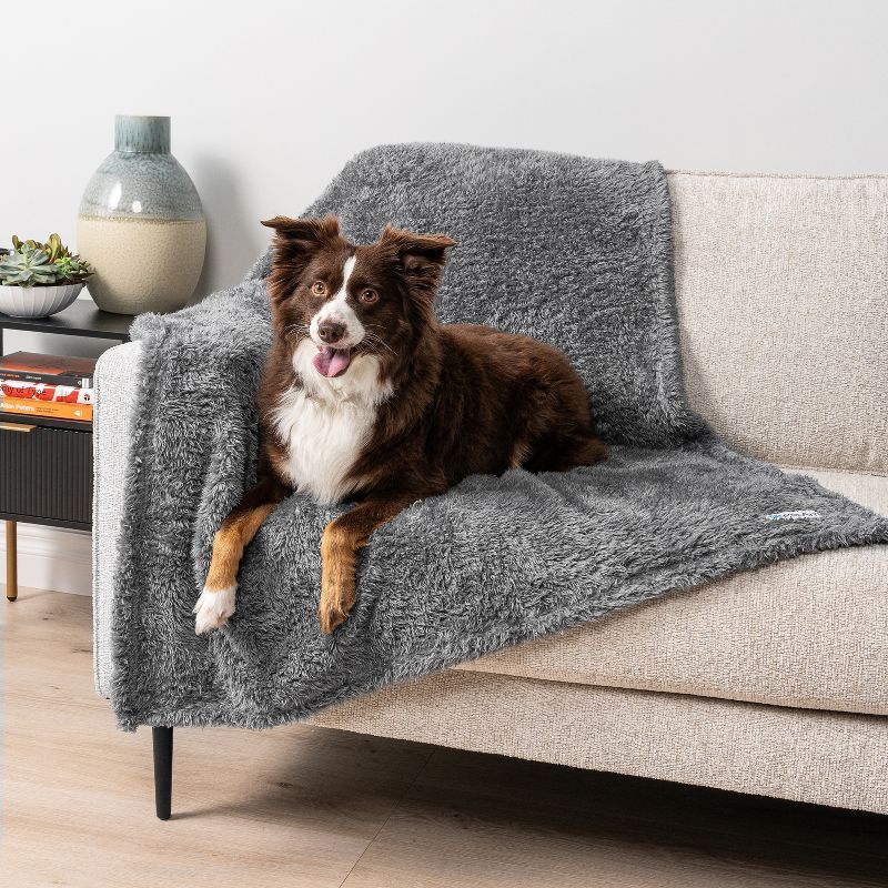 Large Charcoal Faux Shearling Dog Blanket