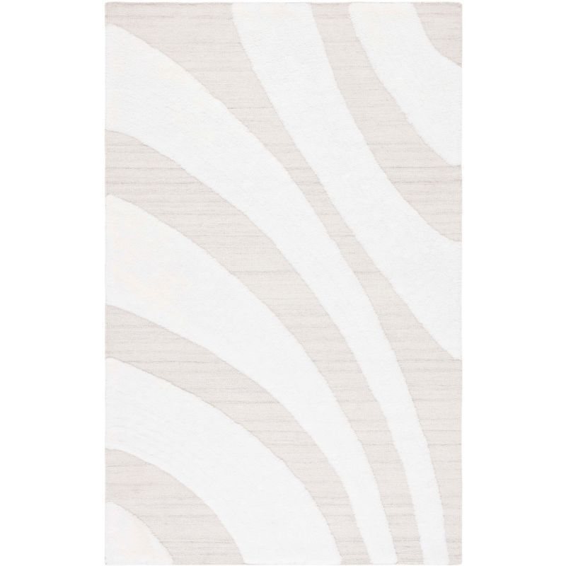 Ivory Beige Hand-knotted Wool Shag 4' x 6' Rug