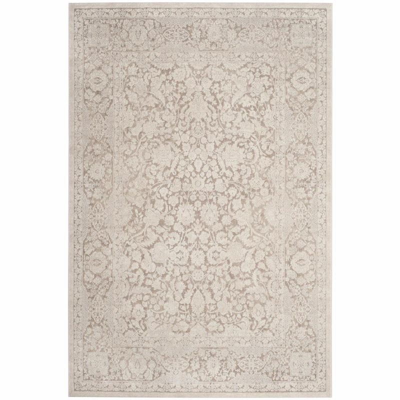 Beige Cream Cotton Synthetic 5'1" x 7'6" Area Rug