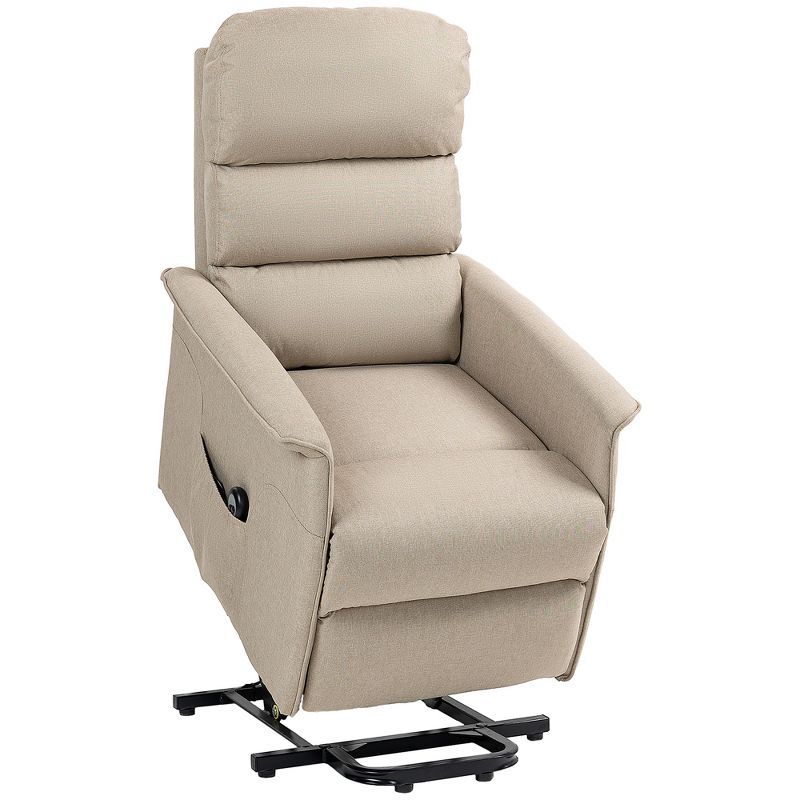 Beige Linen Power Lift Recliner Chair with Metal Frame